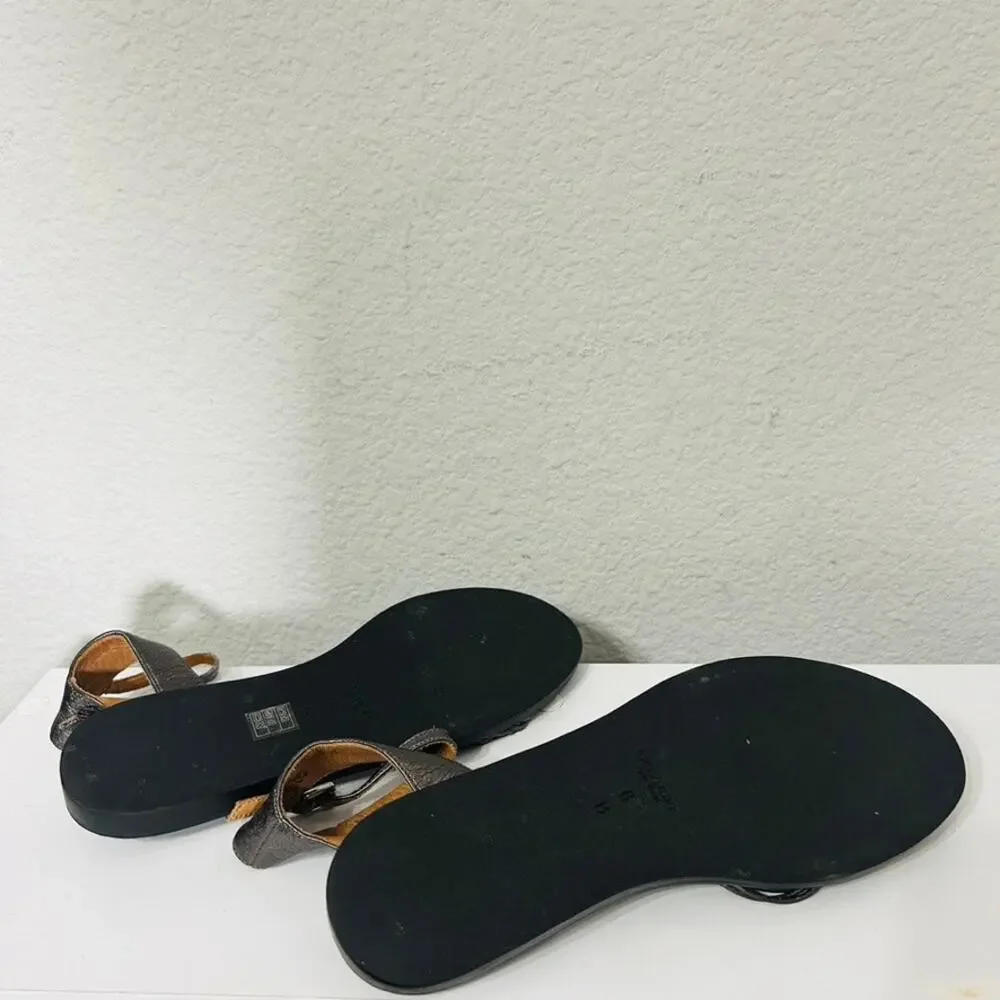 Coach Melynda Pewter Leather Cage Strappy Gladiator Adjacent Sandals Size 6 - Picture 9 of 11